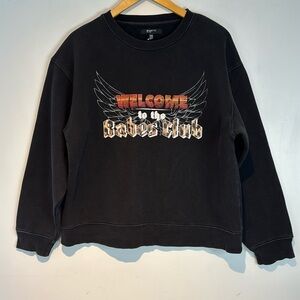 Brunette the Label “welcome to the babes club” black crew neck sweatshirt S/M